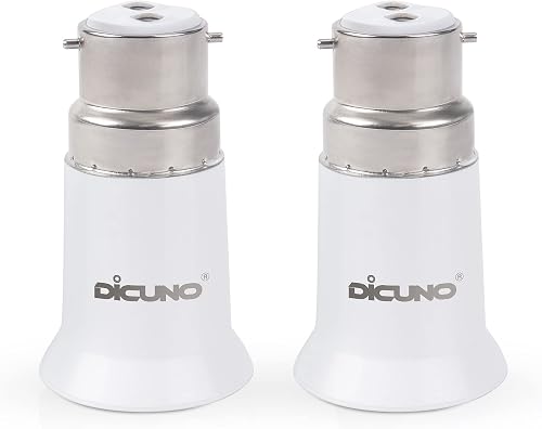 DiCUNO B22 to E27 Socket Converter, Lamp Base Adapter for LED Bulbs, 2 Pcs