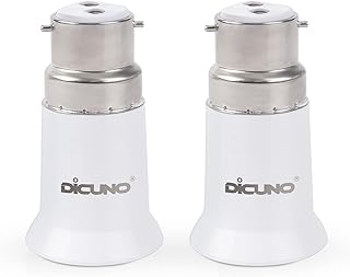 DiCUNO B22 to E27 Socket Converter, Socket Adapter, Bayonet to Screw Edison, BC to ES Lamp Base Adapter for LED Bulbs and Incandescent Bulbs and CFL Bulbs-2 Packs