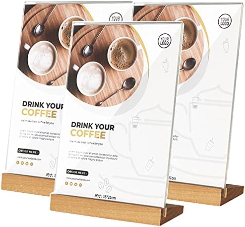 3 Supporti Per Menu A5 In Acrilico E Legno - Display Da Tavolo Per Ristoranti E Bar | Doppia Faccia - Foto 8
