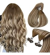 Sunny Balayage U Tip Human Hair Extensions Blonde U Tips Human Hair Extensions Balayage Medium Br...