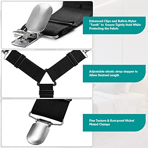 Raytour Sheet Keeper Straps Bed Sheet Holder For Corners Bedsheet Stays Suspender Clips Fitted Sheet Holder Garters Fasteners Mattress Clamps #TOP2