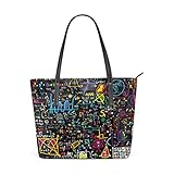 Maße: 39 x 9 x 28 cm MyDaily Damen Handtasche mit lustigem Kitzel-Design, aus PU-Leder mit Tragegriff