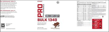 GNC Pro Performance Bulk 1340 Mass Gainer Protein Powder, 50g, Gluten Free, Whey, Creatine, BCAA, 3rd Party Tested, Muscle Recovery & Growth, Micronutrients, Double Chocolate, 9 Servings