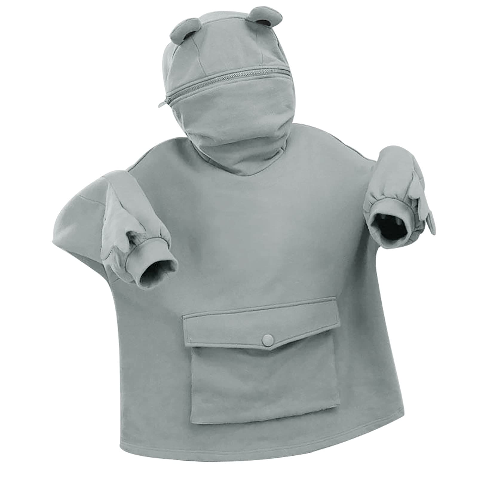 Generico Sudaderas Mujer con Capucha Sin Cremallera - Oversize Hoodie Mujer Top Ligero Suave Casual Moda Cómodo Verde Sudaderas con Bolsillos Térmica Linda Ropa Otoño Exterior Invierno