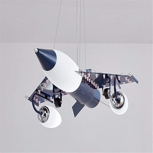 Miniatura 4 de RUNNUP Luz colgante moderna de 3 luces con forma de avión para habitación de niños, lámpara colgante LED de metal creativo, luces colgantes de