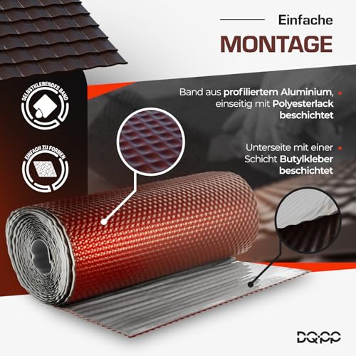 DQ-PP WANDANSCHLUSSBAND – Länge 5m – Breite 300mm – Schwarz RAL 9005 – hochwertiges Aluminium und Butyl – Selbstklebend – Dach Kaminanschlussband 3D Struktur Dachabdeckung Aluminiumband