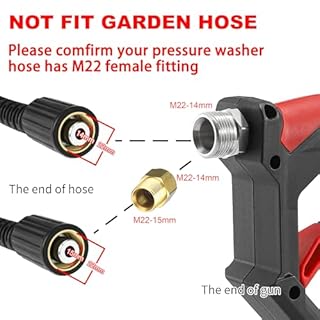 Tool Daily Short Pressure Washer Gun with Foam Cannon, 1/4 Inch Quick Connector, with 5 Pressure Washer Nozzle Tips, 1 Liter