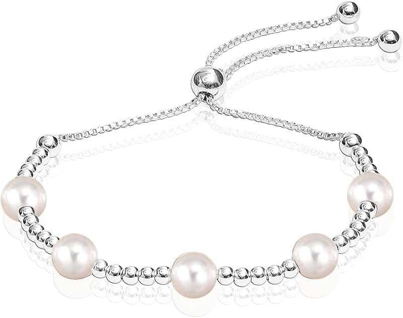925 Sterling Silver Sliding Bolo Bracelet | Adjustable Beaded Tennis Bracelets for Women | Adjustable Slider Bolo Bracelets Gifts for Her