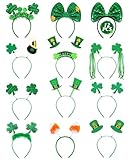 12 PCS St Patricks Day Headbands, Glitter Green Shamrock Headband St. Patrick's Day Accessories for Women, Saint Patricks Day Headband Boppers for St Patricks Day Costume Party Favors Supplies