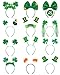 12 PCS St Patricks Day Headbands, Glitter Green Shamrock Headband St. Patrick's Day Accessories for Women, Saint Patricks Day Headband Boppers for St Patricks Day Costume Party Favors Supplies