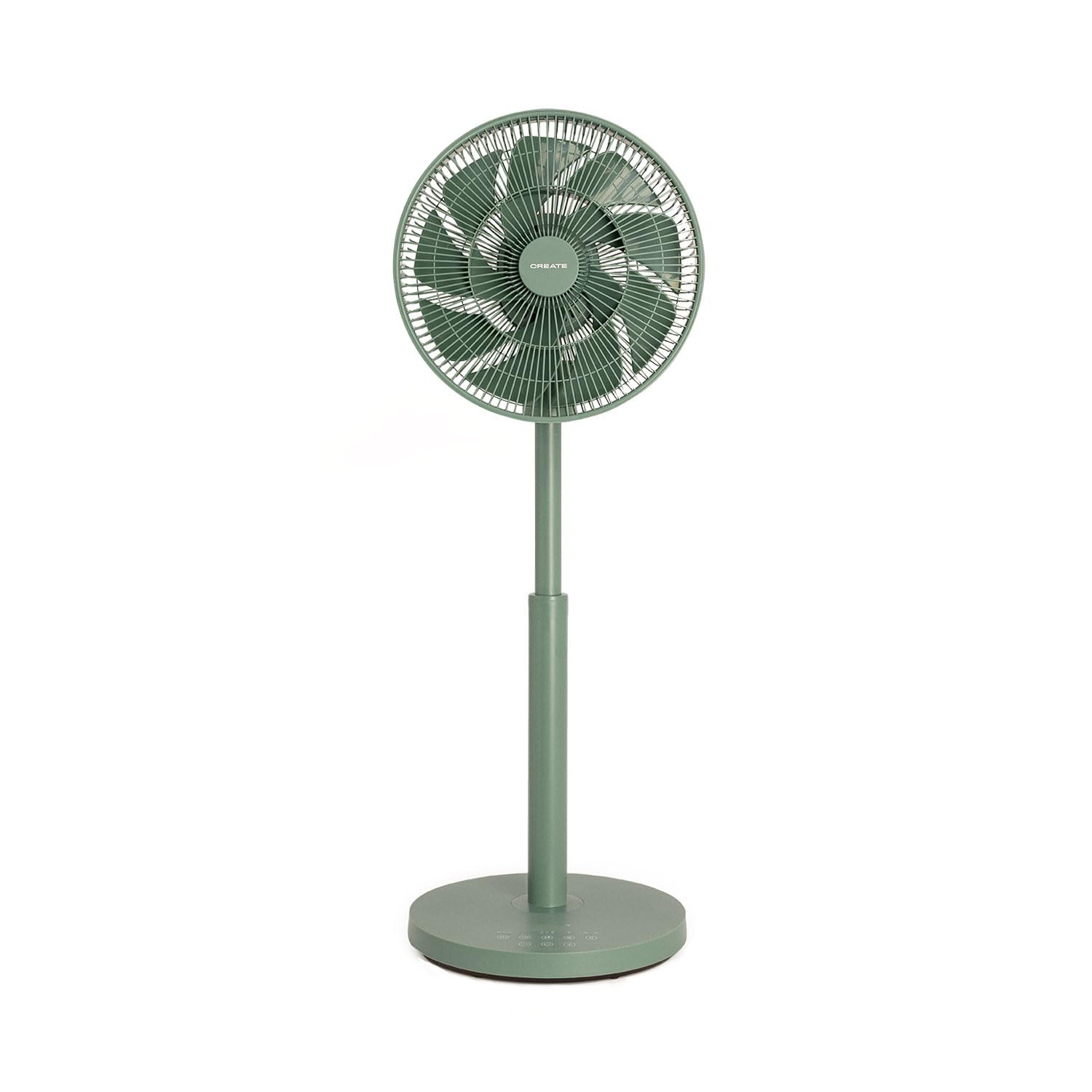 CREATE / AIR STAND 3D / Ventilador de pie con oscilación 3D ultrasilencioso verde sage/Cobertura de aire 3D, altura regulable, 12 velocidades, base antideslizante, 30W