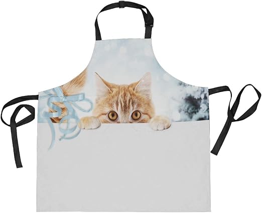 Amazon Akiraki エプロン H型 女性用 レディース メンズ 男女兼用 カフェエプロン キッチンエプロン おもしろ クリスマス 猫 猫柄 前掛け ロング 仕事用 保育士 業務用 家庭用 料理 フリーサイズ ポケット付き エプロン オンライン通販