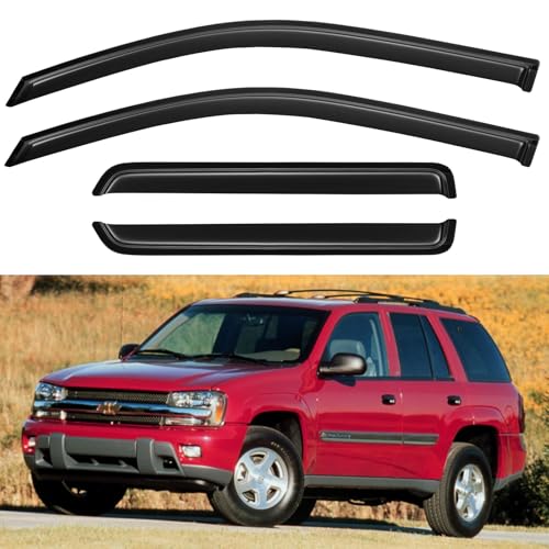 Image of Window Visors Rain Guards for 2002-2009 Chevy Trailblazer, Out-Channel Window Vent Wind Deflectors Visors Shades for 2006-2009 Trailblazer SS