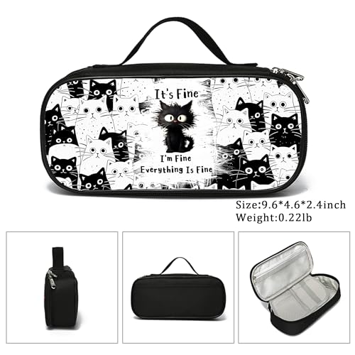 Image of Kawaii Cat Pencil Case for Girls Boys, Animals Pencil Box for Kids Cat Pen Makeup Bag, Large Capacity Cats Pencil Pouch with Zipper Compartments for Office School