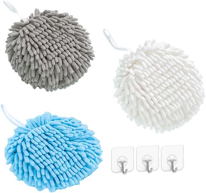 12 Pack Soft Chenille Hanging Hand Towels,Fast Drying Hand Towels with Loop Hanging