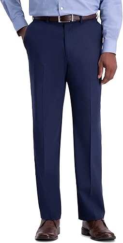 Haggar Mens Classic Fit Flat Front Flex Waistband Stretch Dress Pant