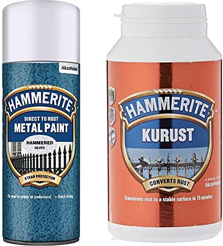 Hammerite 5084783 Metal Paint: Hammered Silver 400ml (Aerosol)