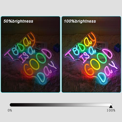 Image of Today is a Good Day Neon Sign Letter Neon Light Colorful Words Neon Light Sign Motivation LED Light Sign for Bar Cafe Restaurant Office Living Room
