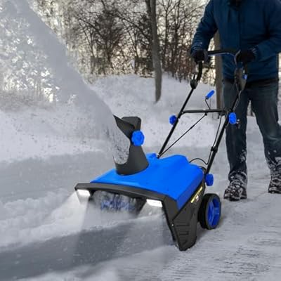 IRONMAX Electric Snow Blower, 15 Amp 20-Inch Corded Electric Snow Thrower with LED Lights & Adjustable Chute, Snowblower with 30FT Throwing Distance for Driveway Sidewalk Deck (Blue)