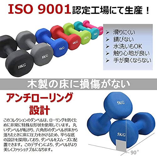 MOJEER ダンベル【2個セット1kg 2kg 3kg 4kg 5kg 6kg 8kg10k