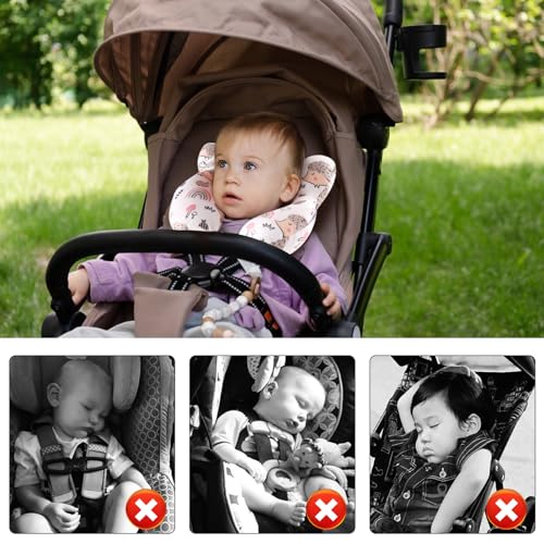 Image of vocheer Baby Travel Pillow(Upgraded), Head and Neck Support Pillow for Pushchair, Car Seat, Stroller, Bouncer, Cotton(Hedgehog)