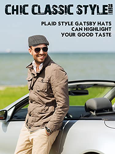 3 Pcs Cabbie Cap Flat Cap Adjustable Plaid Newsboy Hats Driving Hunting Hat #TOP5