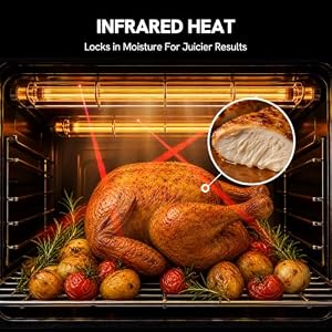 VAL CUCINA Infrared Heating 26.3 QT Air Fryer Toaster Oven, Large Countertop Convection Oven 10-in-1 Combo, 6-Slice Toast, Enamel Baking Pan Easy Clean with Recipe Book, Brushed Stainless Steel Finish — photo 4 of 6