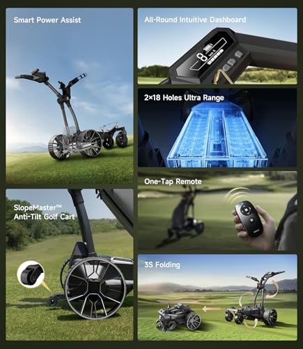 NAVEE Birdie 3 Electric Golf Cart, 295ft Remote Control, Smart Power Assist, 36 Hole Battery, 240W Dual Motor, All Terrain 4+1 Wheels, Foldable, Smart App, Adjustable Speed Electric Golf Push Cart — view 2
