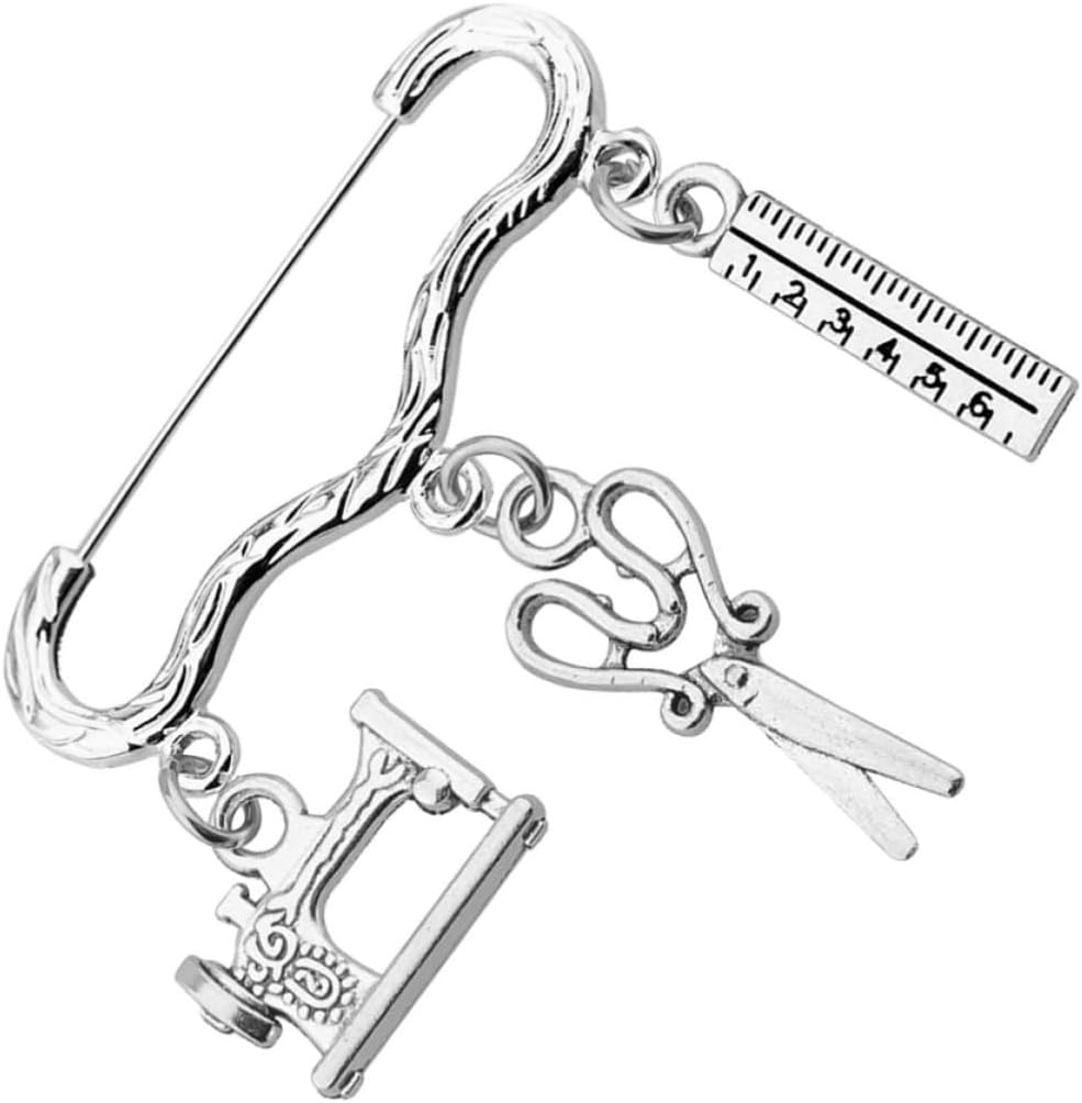 DOITOOL Creative Decorating Clothes and Backpacks Tailor Brooch Silver Alloy Sewing Machine Shape Pin, Fashionable Accessory Valentine's Day for Parties