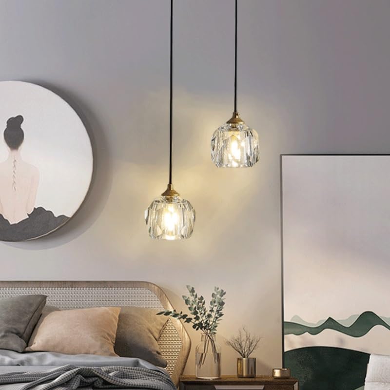 Lámpara colgante nórdica creativa de cristal y latón ajustable G9 5