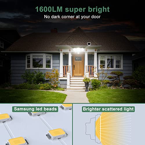 GLORIOUS-LITE LED Solar Security Lights Motion Sensor Light Outdoor, 1600LM Solar Powered Motion Flood Light, 5500K, IP65 Waterproof, 3 Adjustable Head Solar Outdoor Lights for Backyard, Garage-White - Thumbnail 3