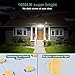 GLORIOUS-LITE Solar Security Lights 2400mAh LED Motion Sensor Light Outdoor, Rechargable 1600lm Solar Flood light, 5500-6000K, IP 65 Waterproof for Garage, Yard, Porch, Entryways - White