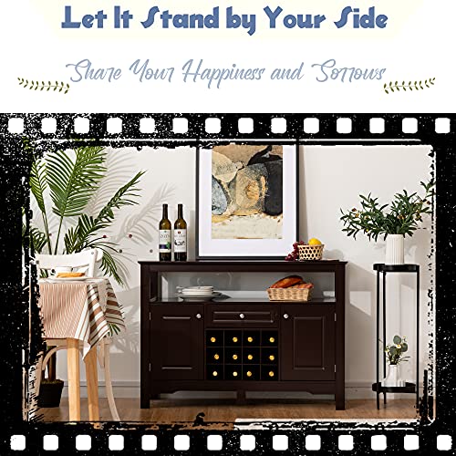 Loko Buffet Cabinet With Storage, Bar Cabinet With Removable Wine Rack, Buffets & Sideboards With Various Storage Space, 46 X 16 X 32.5 Inches (Espresso) #TOP3