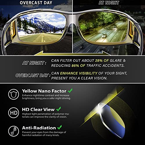 Image of URUMQI Night Vision Driving Glasses Fit Over Eyeglasses for Men Women