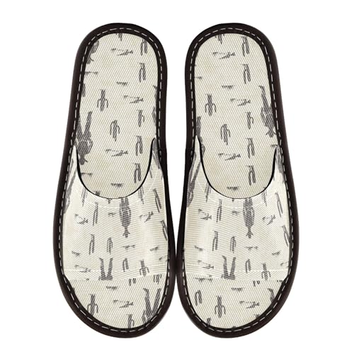 KLL Bathroom Slippers for Men Women Indoor and Outdoor Ultralight Non-Slip Bedroom Slipper for Party Travel Guests 4-5 Western Cowboy Cactus Boots Gun Spurs Vast Wilderness