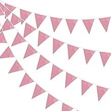 52 Flags 65.6 Feet (20m) Rose Gold Bunting Banner Supplies for Garden Party, Wedding, Birthday Party, Indoor Outdoor Decoration, Engagement Party, Anniversary