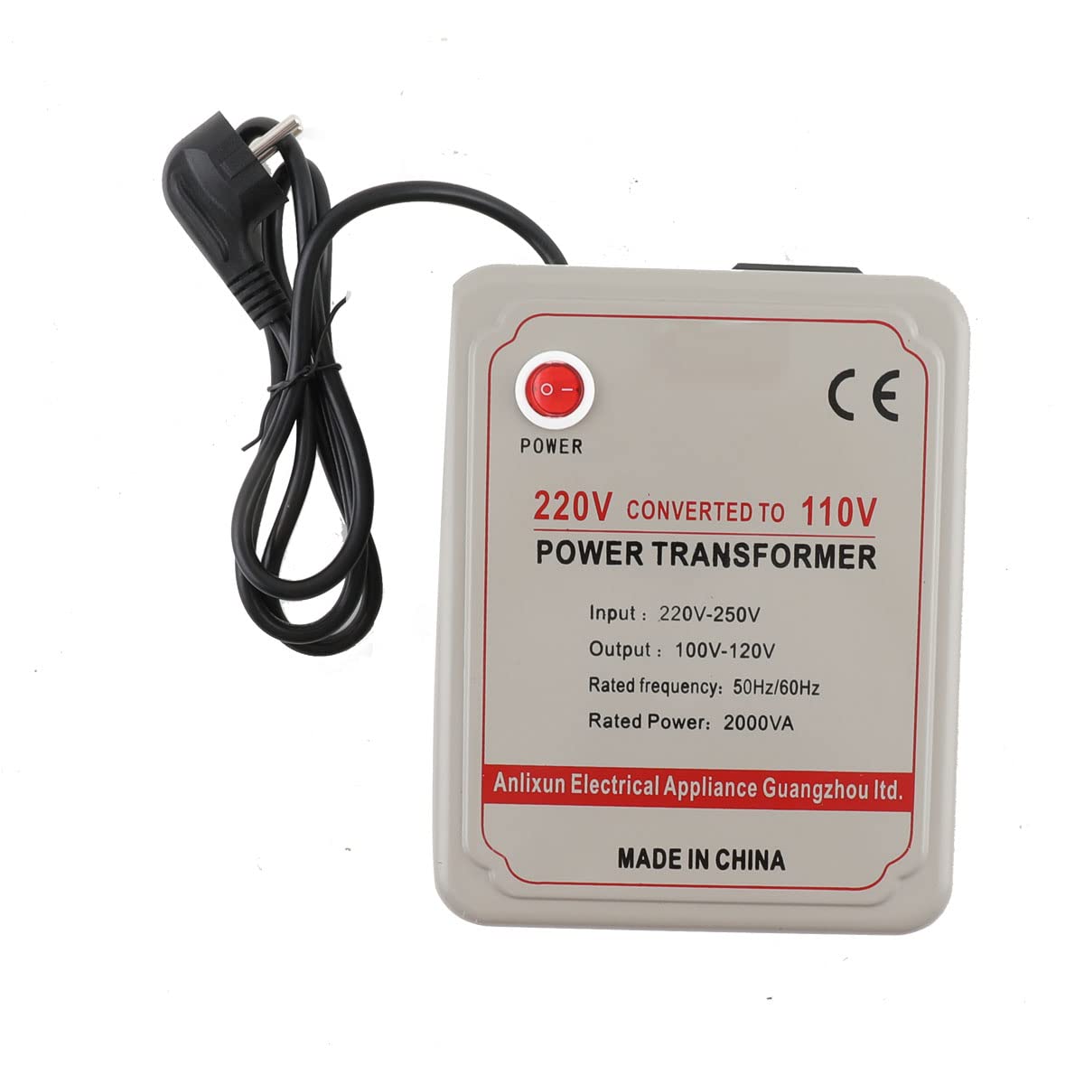 Trasformatore Step-down 2000VA 220V-250V a 100V-120V, Convertitore di Tensione Compatto con Protezioni Multiple per Viaggio e Dispositivi Elettronici