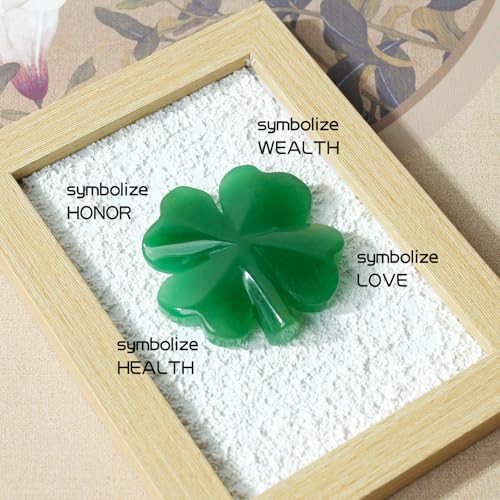 Image of Runyangshi Natural Crystal Green Aventurine Four Leaf Clover Healing Stone Sculpture Hand-Carved Crafts Symbolizes Love Health Glory Riches Reiki Gemstone Home Decor Gift (Upgraded Version)