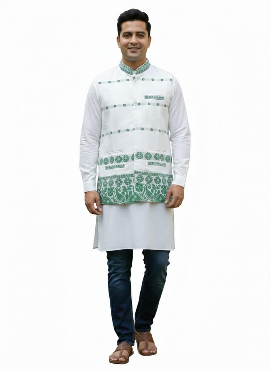 Adivasi Waistcoat Green for Men and Boys, Traditional Ethnic Wear-picture-39