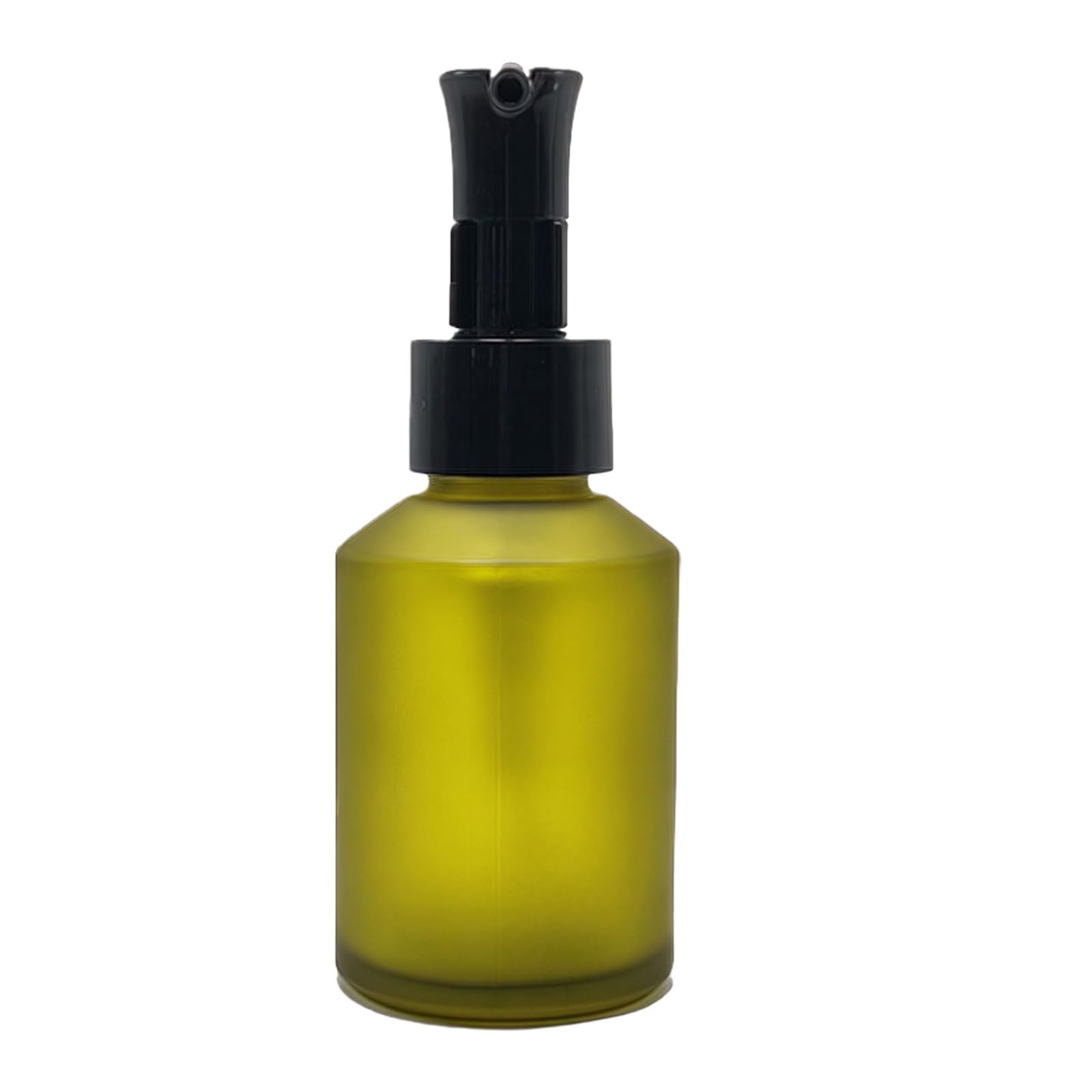 MZUU 60ML/2OZ Empty Refillable Green Frosted Glass Bottles with Pump Vial Cosmetic Cream Lotion Dispenser Jars Storage Container for Essential Oil Emulsion Essence