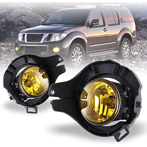 Fog Lights Fit for 2005-2009 Nissan Frontier (w/Painted Bumper)/ 05-12 Pathfinder (w/Painted Bumper) With Yellow Lens 2PCS AUTOWIKI Cover
