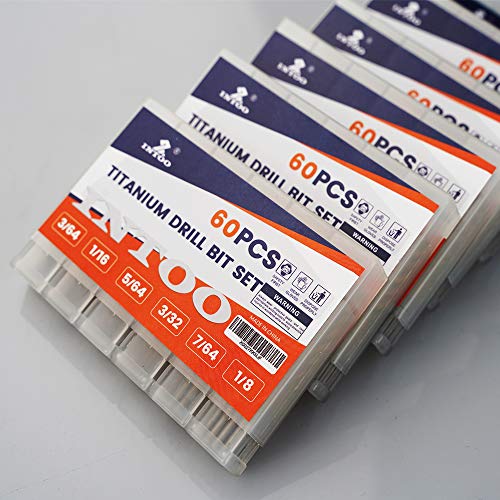 Intoo Mini Drill Bit Set 60 Pcs+12 Pcs Free High Speed Steel Hss Titanium Micro Drill Bits 3/64"-1/8" Metal,Plastic,Wood Drill Bit Sets Small Drill Bit #TOP5