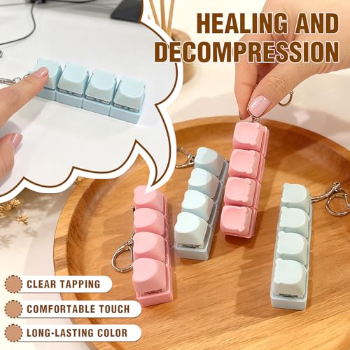 2 Pack 4-Key Heart-Shaped Keyboard Fidget Toy, Crisp Click Sound Fidget Keychain with Macaron Colors, Quiet Stress Relief Anxiety Toy for Office Desk & Focus at Work (Bear Head-Shaped, 4IN1) - Image 4