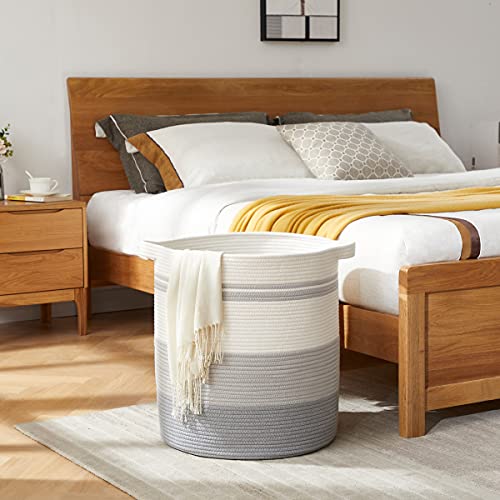 Oiahomy 80L Laundry Baskets-Laundry Hamper,Storage Basket With Handles,Decorative Basket For Living Room,Woven Storage Basket For Toys Bin,Pillows, Blankets,Clothes-20X18In-Gradient Gray #TOP1