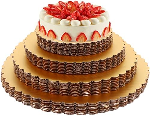 80 Pack Gold Cake Board Round Circle Cardboard Disposable Cake Circle Base Boards 6, 8, 10, 12-Inch Cake Decorating Cake Platter Board Base Tray,Pizza,Desserts And Pastries Food Trays, 20 Of Each Size