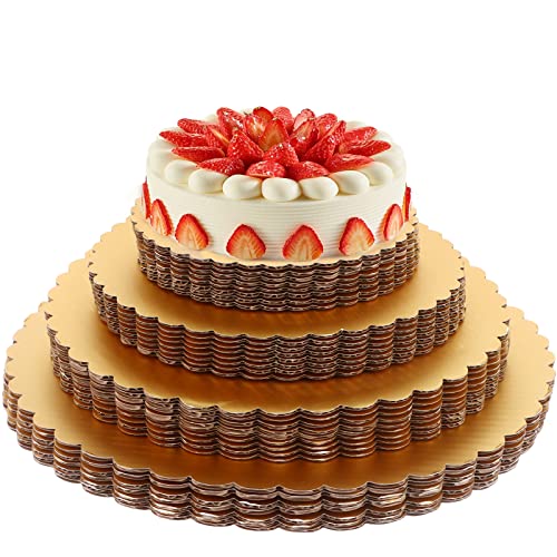 80 Pack Gold Cake Board Round Circle Cardboard Disposable Cake Circle Base Boards 6, 8, 10, 12-Inch Cake Decorating Cake Platter Board Base Tray,Pizza,Desserts And Pastries Food Trays, 20 Of Each Size #TOP3