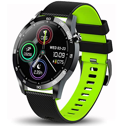 KuSONG Smartwatch Reloj Inteligente Hombre Mujer Pulsera Actividad Inteligente con Pulsómetro Monitors de Sueño Caloría Notificación Smart Watch para Android iOS (Verde) Cover