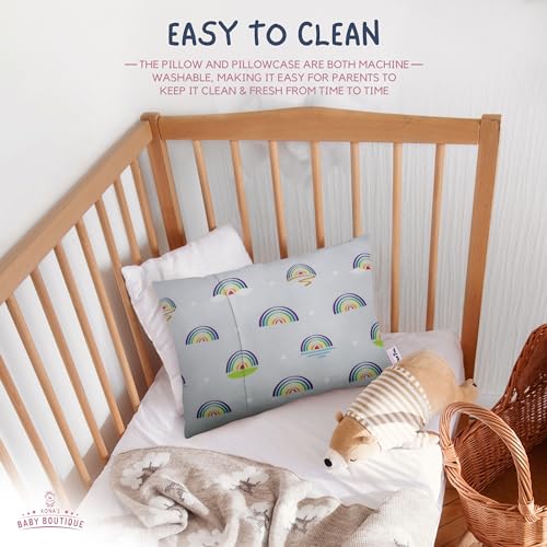 Image of Purple Rainbows - Kona's Perfect Toddler Pillow with Softest Toddler Pillowcase - 13 x 18 inch Childrens Pillow - Kids Pillow 2 Year Old, Teen Pillow 3 Year Old