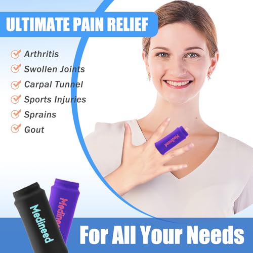 Image of 2PCS Finger Sleeves Gel Ice Pack, Lasting Cold Compress Freeze Sleeve, Reusable Finger Brace Ice Packs for Injuries, Arthritis, Tendonitis, Gout, Sprains, Middle Protectors(Purple)