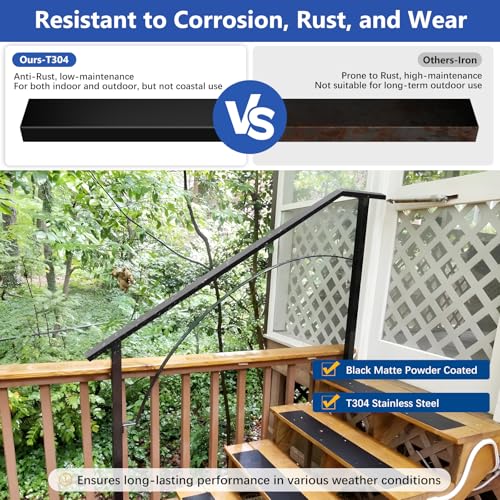 Zylorix 3Pack 10FT T304 Stainless Steel Handrail for Cable Railing System, Rectangular Black Handrail for Deck Railing Kit with End Cap Screw, Adjustable-Length Flat Top Rail for Balcony Patio - Thumbnail 3